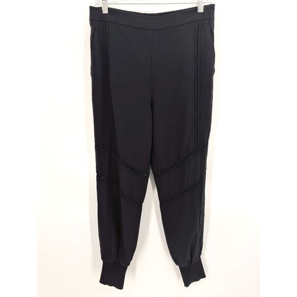 STELLA MCCARTNEY Black Crochet Accent Lightweight Jogger Pants Sz 6-8 US 42 ITA - Picture 1 of 10